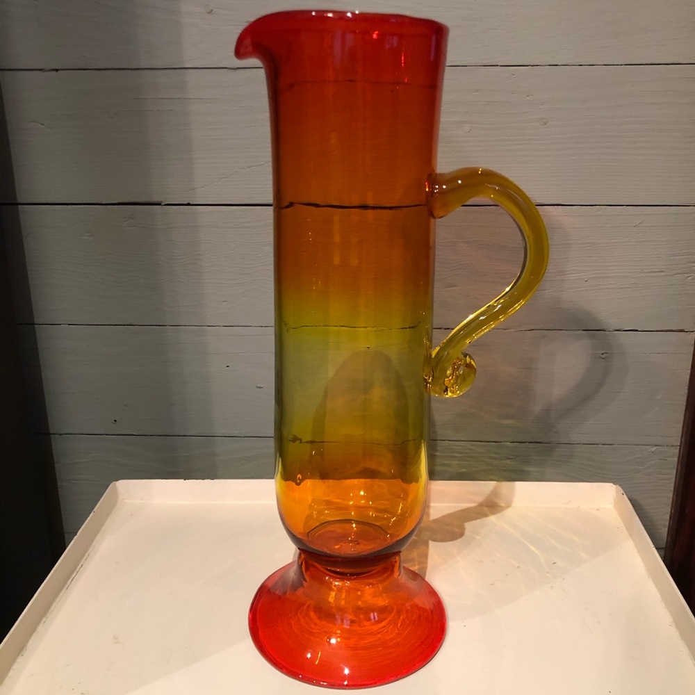 Vintage Ombré Blenko Amberina Tall Cocktail Pitcher - RARE MCM - Great Condition